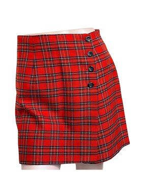 Tracy Evans Skort Womens 5 Red Tartan Plaid 80s 90s Vintage Dark Academia